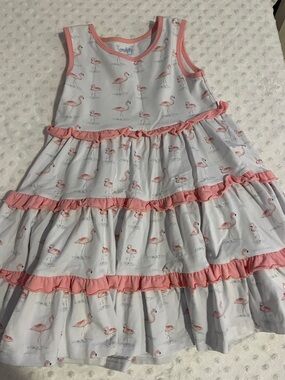 Sweet n Sassy Pink Flamingo Tiered Dress for Kids